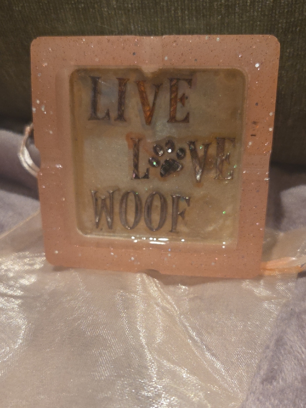 Live Love Woof Decorative Tray - Peach